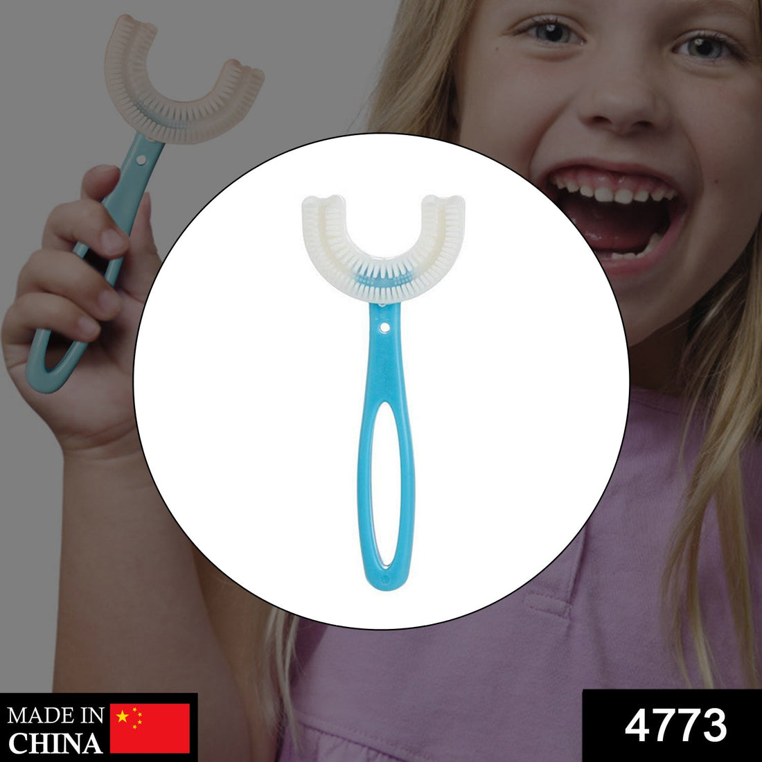 U-shaped large toothbrush for easy kids' dental care