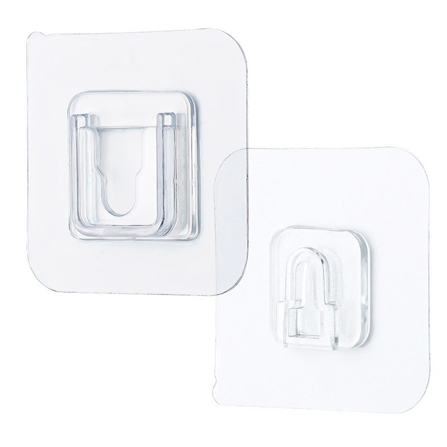 Transparent adhesive hook for hanging items, clear design