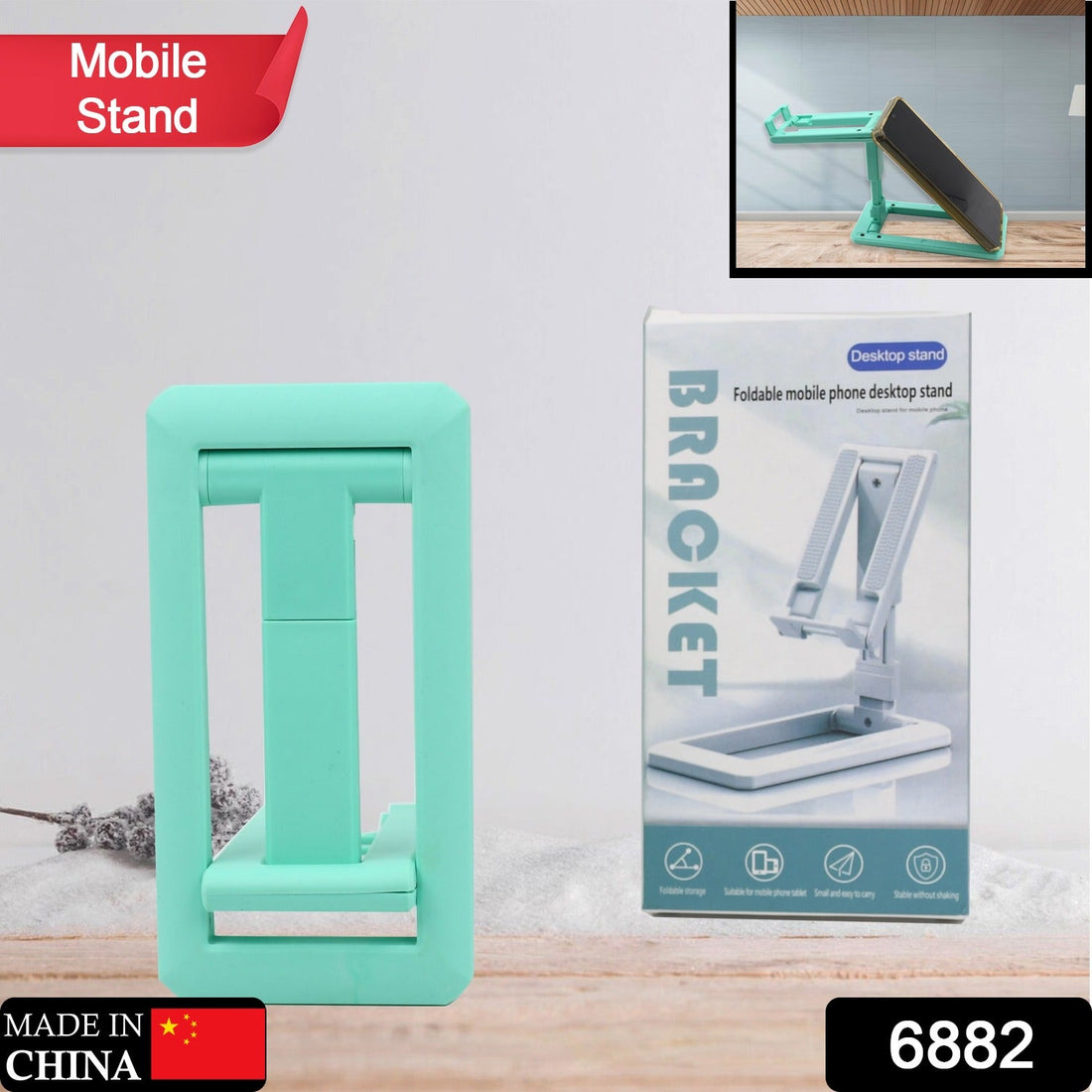 Adjustable mobile phone stand, foldable and sturdy