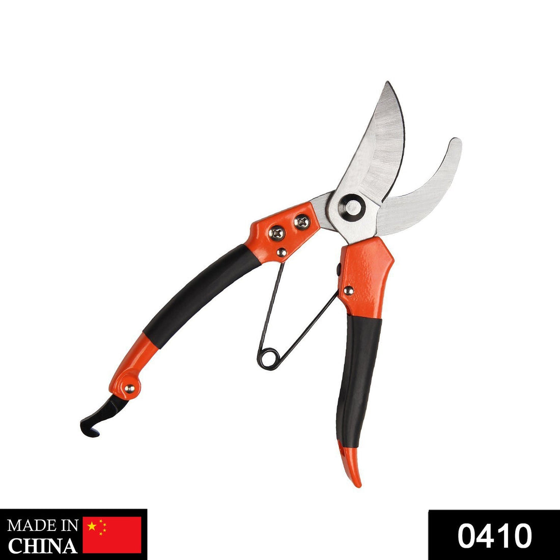 Sharp garden shears for pruning and trimming plants.