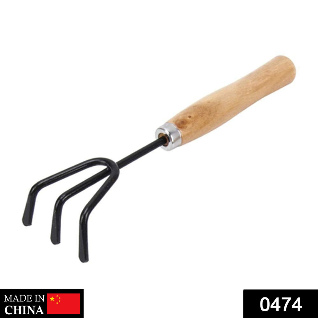 Steel hand cultivator, black handle.