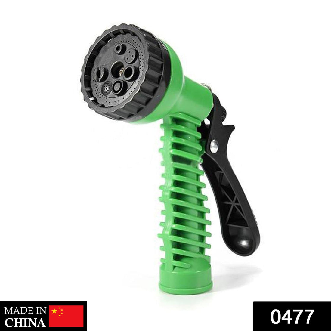 Garden hose nozzle with spray gun connector.