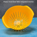 Washing bowl with integrated strainer for pasta.