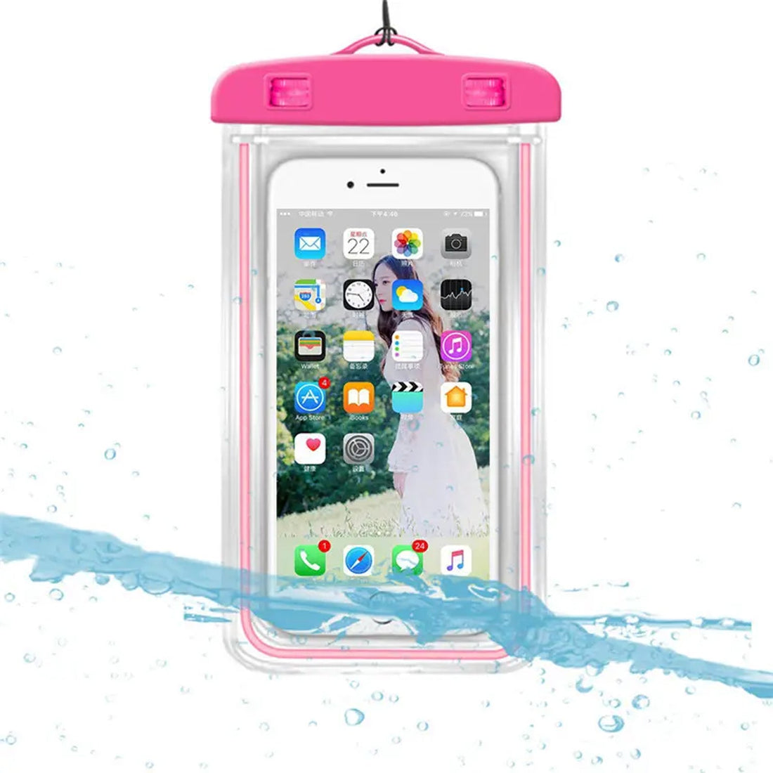 Waterproof zip lock pouch for mobile phones, suitable for use underwater.