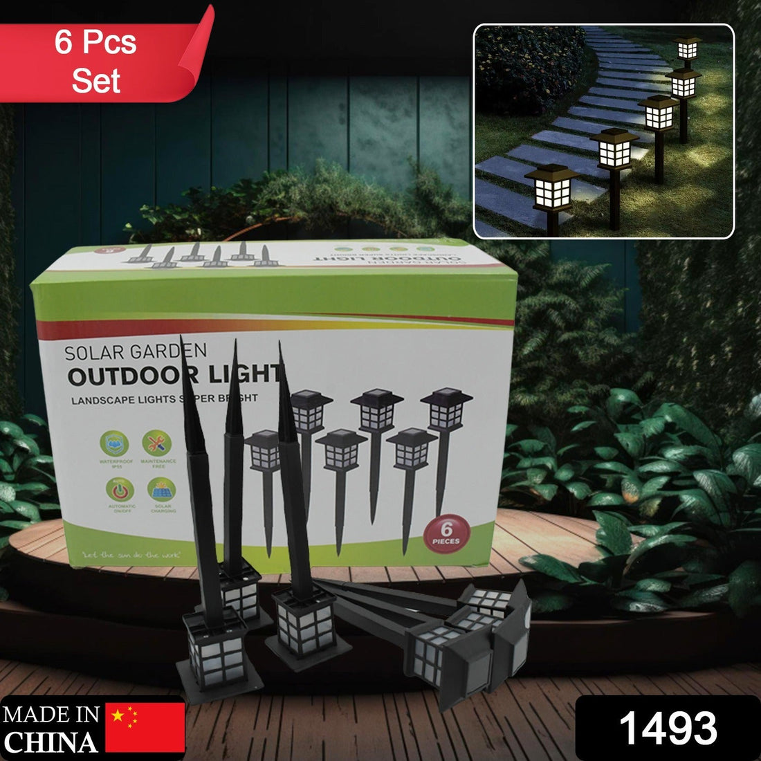 Pack of 6 waterproof solar pathway lights, long-lasting LED