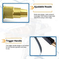 Trigger hose nozzle in gold, durable with lever action for water spraying.