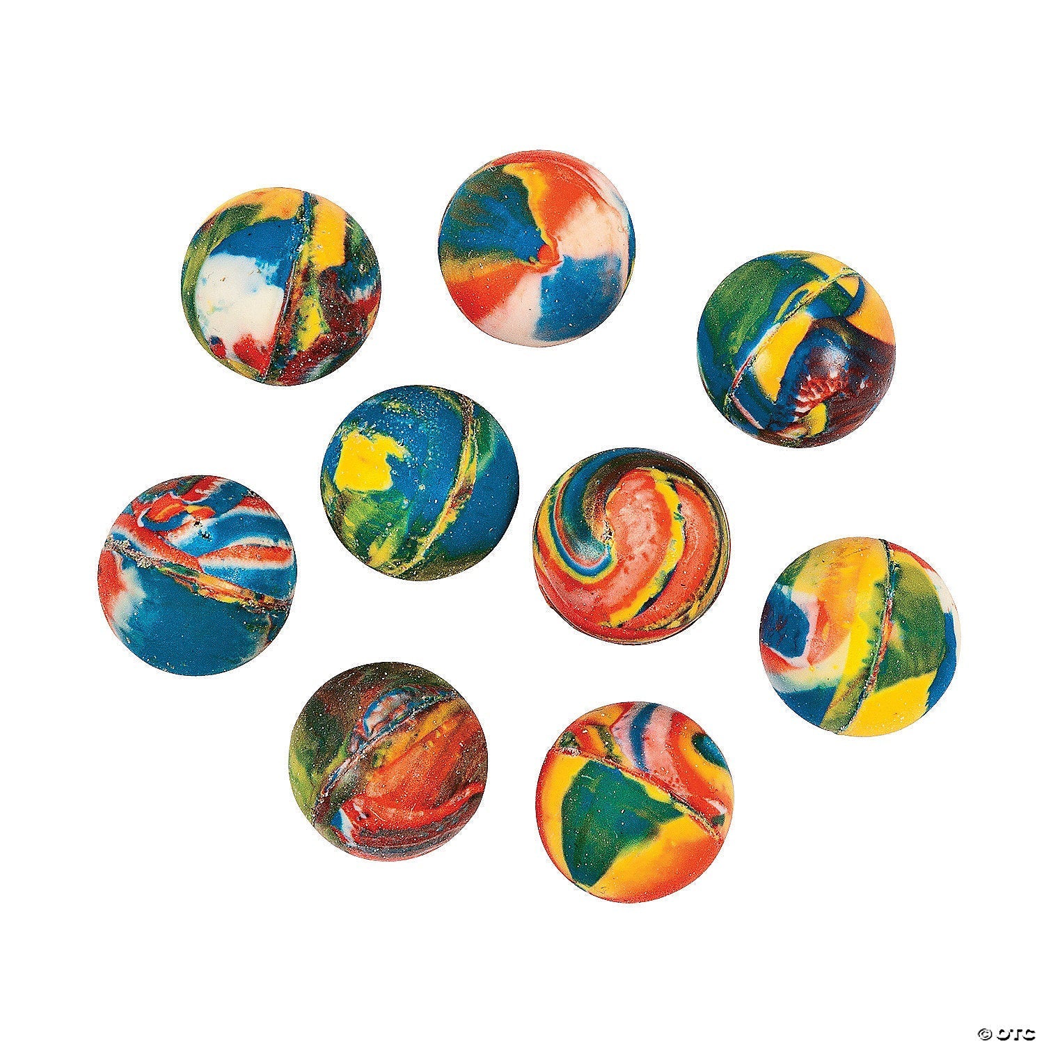 Bouncy balls set with varied colors and designs, ideal for play and entertainment.