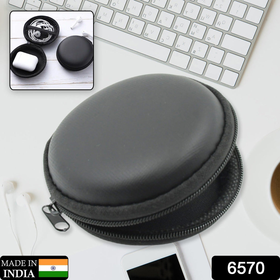 Cute round earphone carrying case