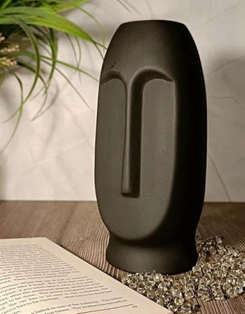 Black Ceramic Face Vase