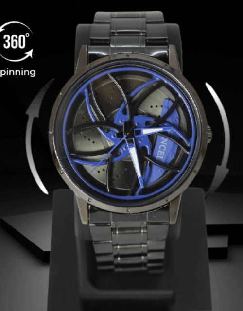 Spinning Gyro Watch Car Wheel Watch Tencel